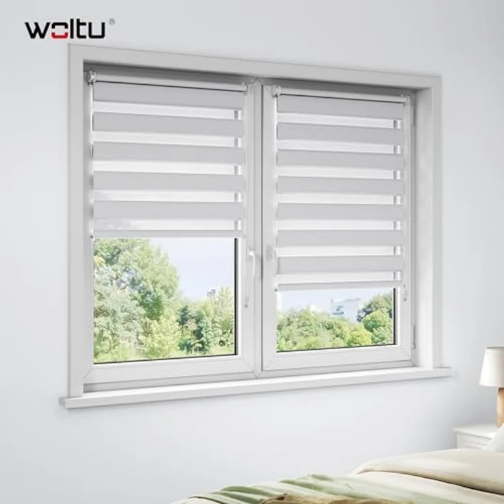 WOLTU Doppelrollo Klemmfix ohne Bohren 40x130 cm, Grau – Bild 2