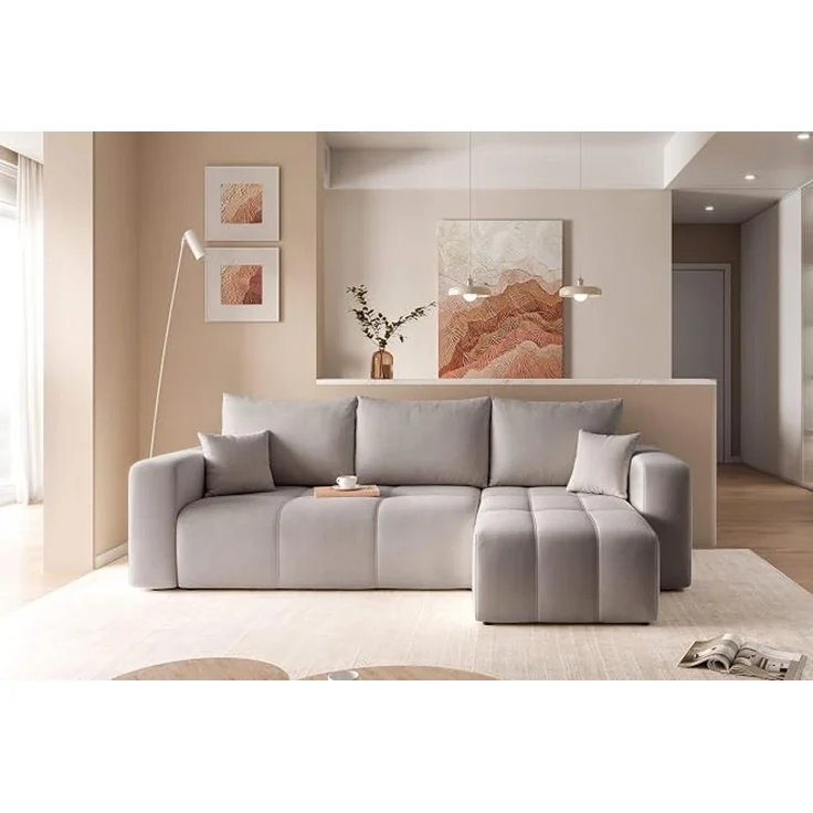 Ecksofa (mit Schlaffunktion + Bettkasten), Maße 248 x 145 cm, grau – Bild 2