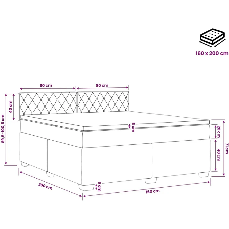 vidaXL Boxspringbett mit Matratze Dunkelgrün 160 x 200 cm Samt 3450743 – Bild 11