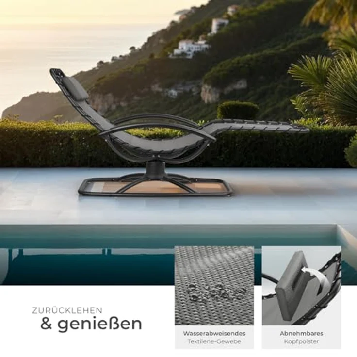 tectake Gartenliege Toulon, 1 St, Ergonomische Gartenliege mit sanfter Schwingfunktion – Bild 6