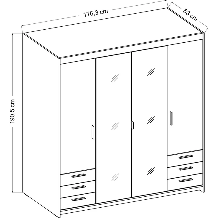 AX LIVING Kleiderschrank mit Spiegel Sonoma Eiche Storicos 4T6S 176,3 – Bild 5
