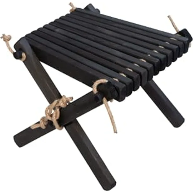 Jardinion Klapphocker Beistelltisch, kompakt 54 x 49 x 45cm, schwarz (Kiefer), wetterfest und vielseitig einsetzbar für Balkon und Garten