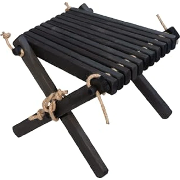 Jardinion Klapphocker Beistelltisch, kompakt 54 x 49 x 45cm, schwarz (Kiefer), wetterfest und vielseitig einsetzbar für Balkon und Garten – Bild 1