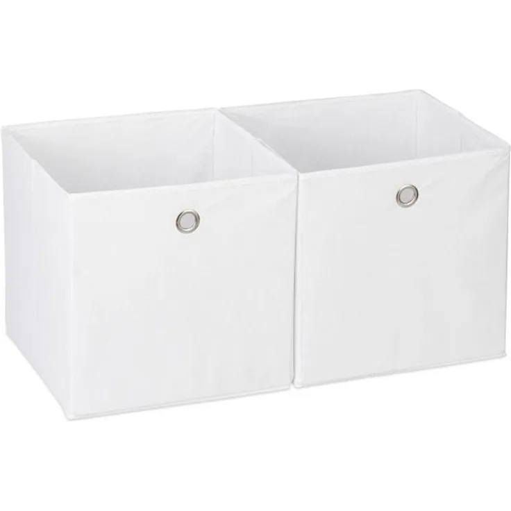 Relaxdays 6 x Aufbewahrungsbox Stoff weiß