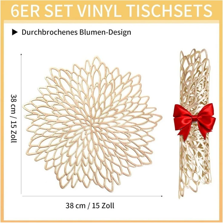 Agger Platzset PVC Platzset Abwaschbar Platzsets Tischsets Rund, 38cm, (4-St) – Bild 2