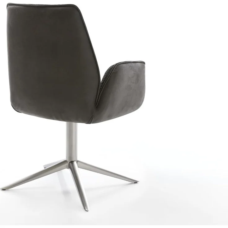 Drehstuhl Zoa-Flex Materialmix Schwarz Fußkreuz Edelstahl 360° drehbar Wippfunktion Taschenfederkern – Bild 7