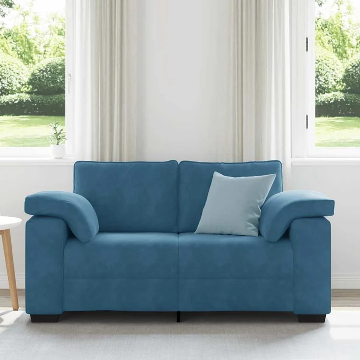 vidaXL Zweisitzer-Sofa Blau 160x77x82 cm Samt 4105266 – Bild 2