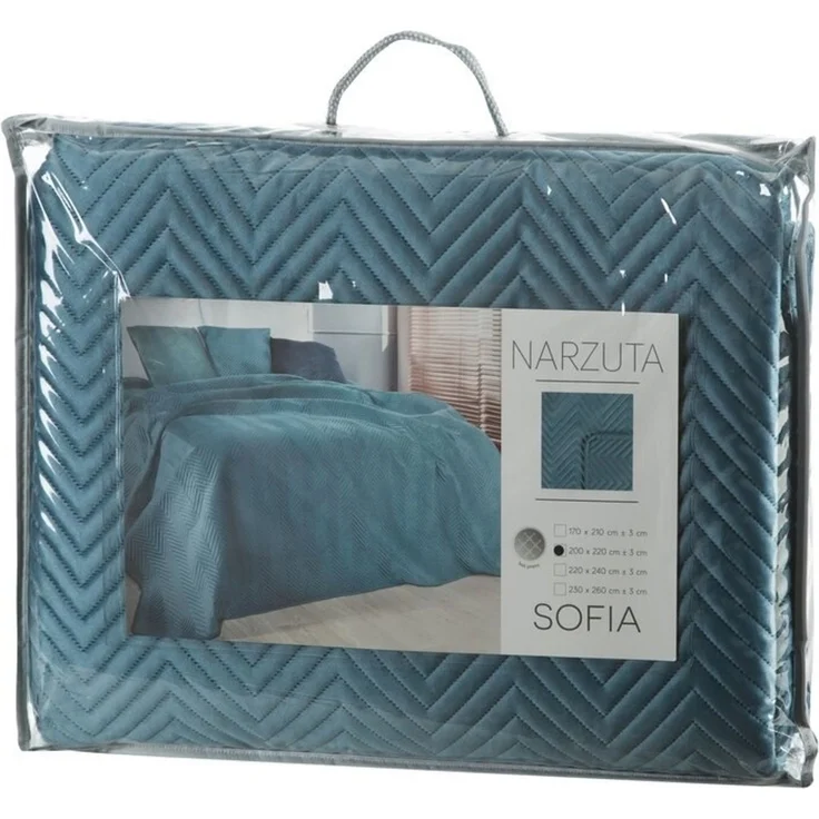 Tagesdecke Velours Samtdecke Gesteppt Steppdecke Klassische Decke SOFIA blau 70x160 cm blau – Bild 2