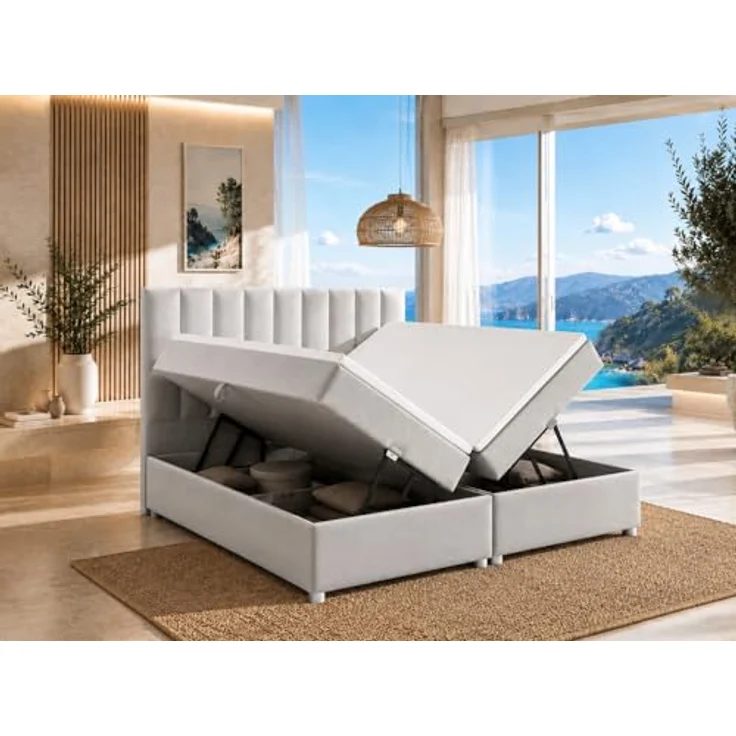 Best For Home Boxbett Trinity K-10, Silber, Boxspringbett 180x200 cm mit Bettkasten, Höhe ca. 18 cm – Bild 2