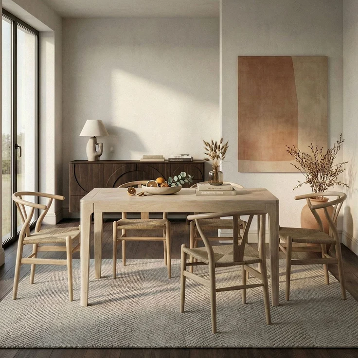 FINEBUY Esstisch FB77678 Esszimmertisch Küchentisch 6 Personen Holztisch Esszimmer (Natürliches Holzdesign mit klarer Form), Kompakte Tischlösung für kleine Essbereiche – Bild 4