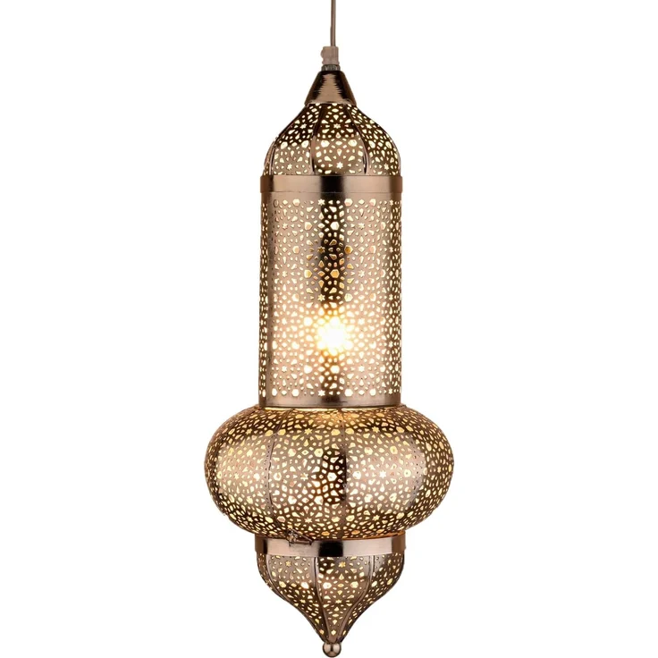 Marrakesch Orient & Mediterran Interior Pendelleuchte Orientalische Pendelleuchte Jamini Silber 51 cm, Handarbeit & Boho, Leuchtmittel nicht im Lieferumfang enthalten, Handarbeit – Bild 1