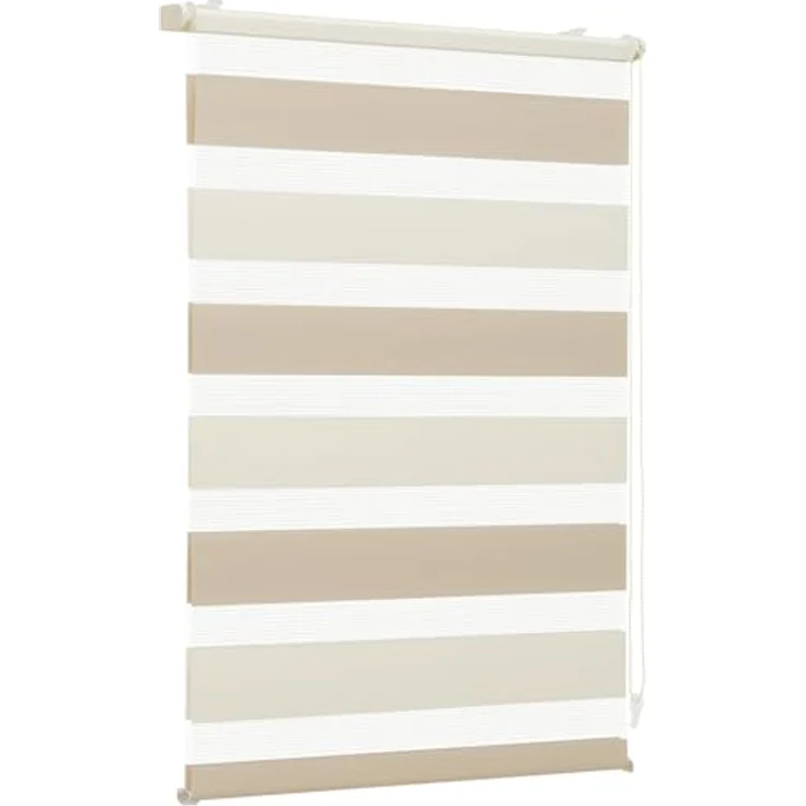 Sekey Doppelrollo Klemmfix ohne Bohren für Fenster, Zweifarbig Doppelrollo 100 cm breit, Duo Rollo Jalousie Sonnenschutz, 100x130 cm, Beige & Braun – Bild 2