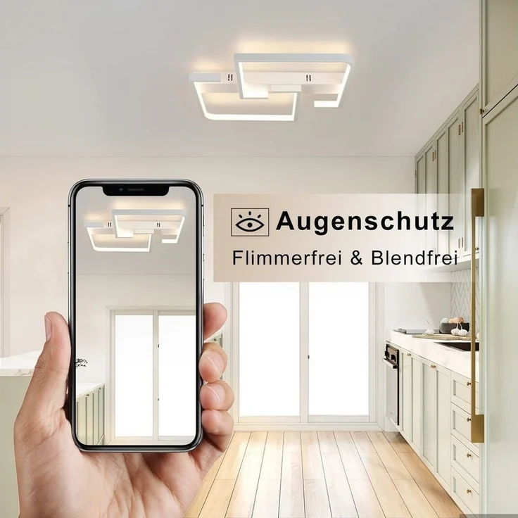 Nettlife LED Deckenleuchte Schwarz Dimmbar Fernbedienung 35W deckenlampe, LED fest integriert, Warmweiß, Neutralweiß, Kaltweiß, für Schlafzimmer Schlafzimmer Küche flur – Bild 3