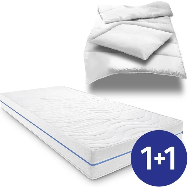 Ergonomische Matratze 140x200 cm 7-Zonen Supportho Premium, Höhe 18 cm, Härtegrad H2/H3 + CloudComfort Basic Mikrofaser Bettset 135 x 200 cm + 80 x 80 cm