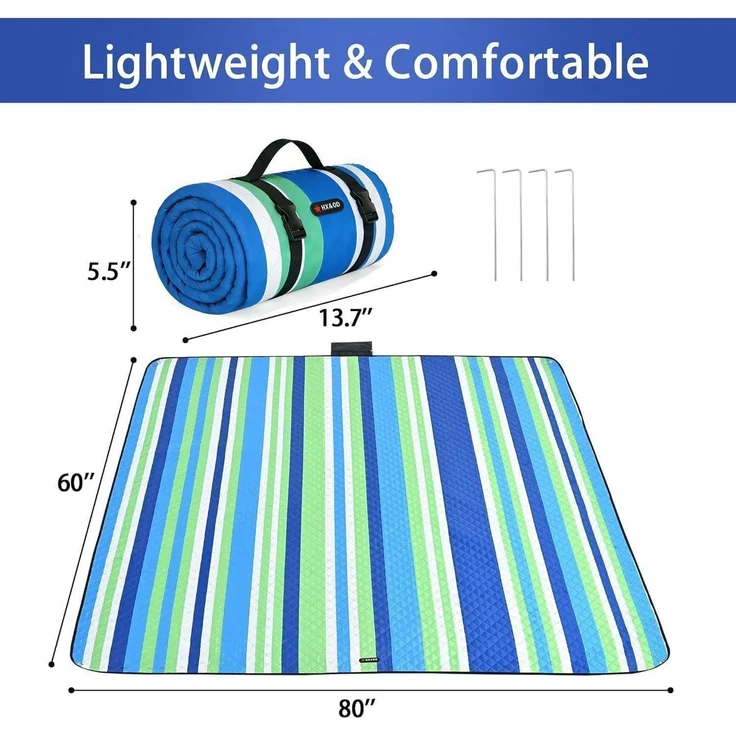 Picknickdecke extra groß wasserdicht 203 x 152 cm (Rechteckig) Blau – Bild 2