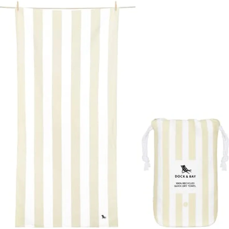 Dock & Bay Strandhandtuch, Extra Large (200x90cm) aus 100% recycelter Mikrofaser, schnell trocknend, sandabweisend, Cabana Light - Bora Bora Beige – Bild 1