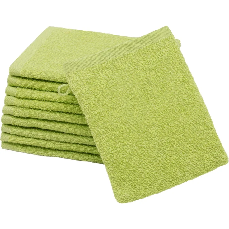 ZOLLNER 10er Set Waschlappen aus Baumwolle, 16x21 cm, grün – Bild 1