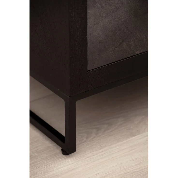FineBuy Nachttisch aus Mango Massivholz mit Fronten in Steinoptik und 3 Schubladen – Design Nachtkonsole, Nachtschrank für Boxspringbett - Nachtkästchen 40x60x30 cm – Bild 5