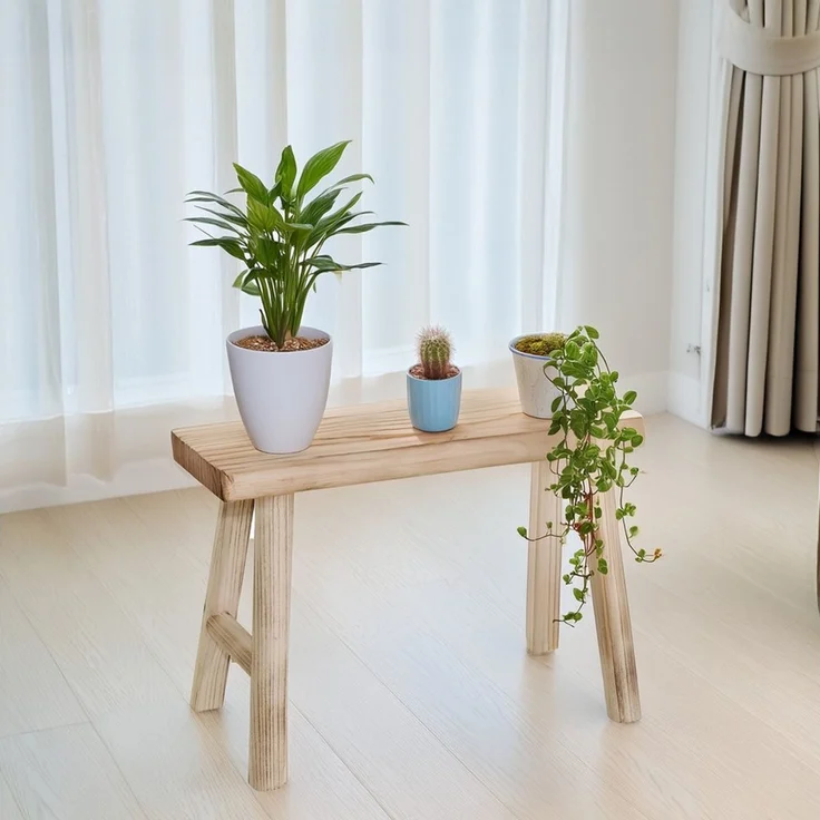 Spetebo Blumenhocker Holz Bank natur (rechteckig, 1 St, x Hocker), zur Dekoration mit Topfpflanzen aller Art – Bild 3