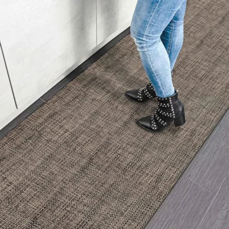 ANRO TATAMI Küchenläufer, hochwertiger Outdoorläufer in Braun, eckig, 50 x 100 cm, 3 mm Höhe, Rattanoptik, Fußbodenheizungs- und trittschaalldämmend – Bild 7