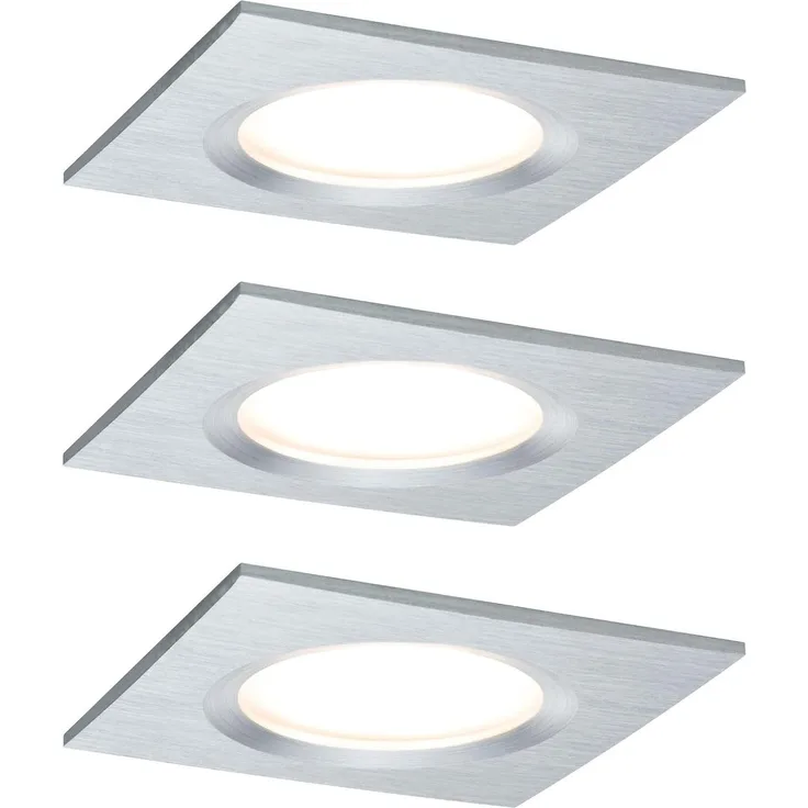 Paulmann No. 93895 Einbauleuchte LED Coin Slim IP44 eckig 6,8W Alu 3er-Set dimmbar