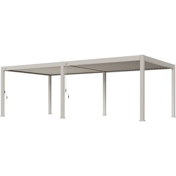 Weide Deluxe Plus | Pergola Voll Aluminium freistehend | 4 x 8 M | Lamellendach Ivory Sand