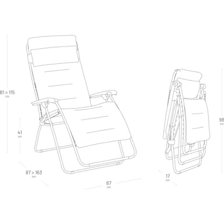 Lafuma RSX CLIP Air Comfort® Relaxliege, Taupe, ergonomisch verstellbar, UV-beständig, Outdoor-Textilgewebe – Bild 7