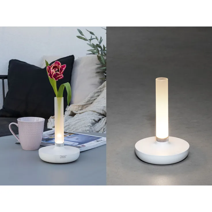 KONSTSMIDE Biarritz Akku Tischleuchte IP54 weiss dimmbar 1800/3000/4000K