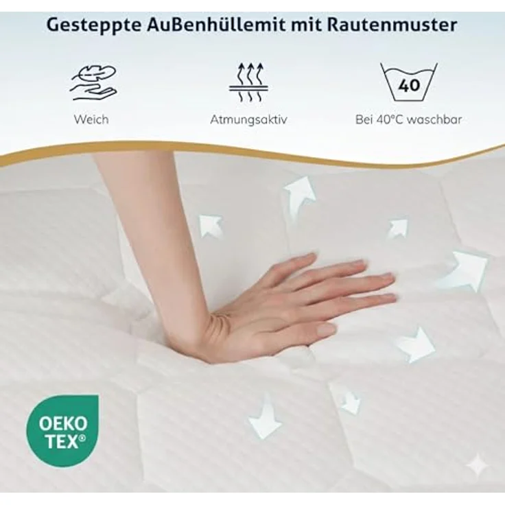 EGO HOME Matratzen Topper 180x200, 7 Zonen Matratzentopper mit Memory-Schaum, Öko-TEX Zertifiziert, 180x200 cm Matratzenauflage für Boxspringbett Matratzen Schlafsofa – Bild 5