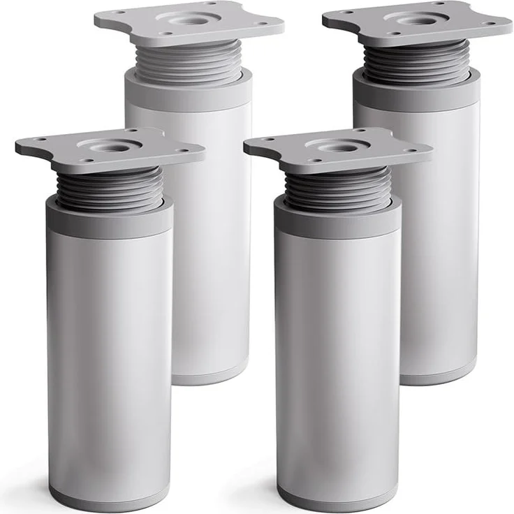 sossai® Möbelfuß Runde Schrankfüße, 4er & 8er Set, höhenverstellbar, (4-St), Design: Aluminium – Bild 1