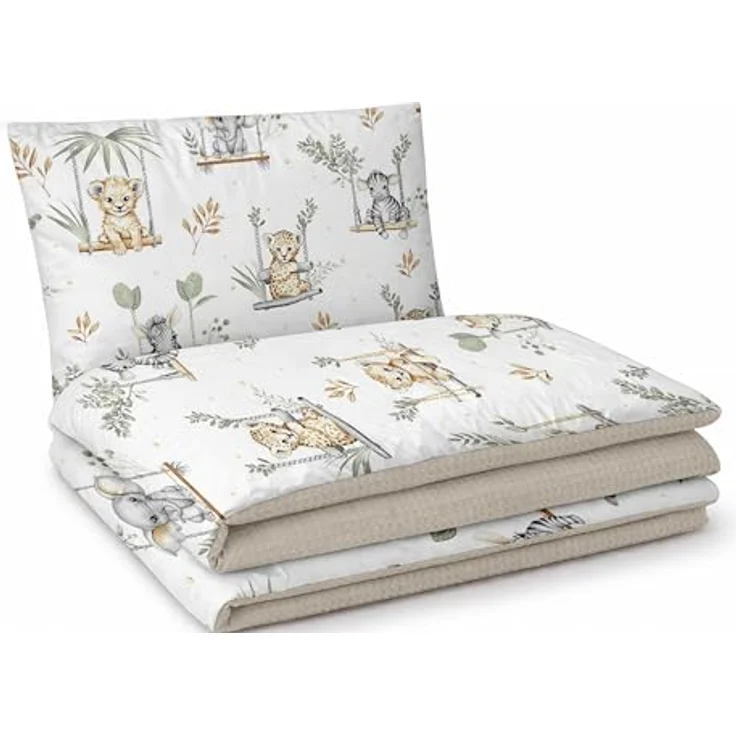 Babynest Nestchen Baby Set für Neugeborene – 5-teilig – Kuschelnest aus 100% Baumwolle & Waffelpique – Babykokon tragbar – für Babybett, Kinderbett & Kinderwagen – OEKO-TEX - Schaukeln und Sand – Bild 8