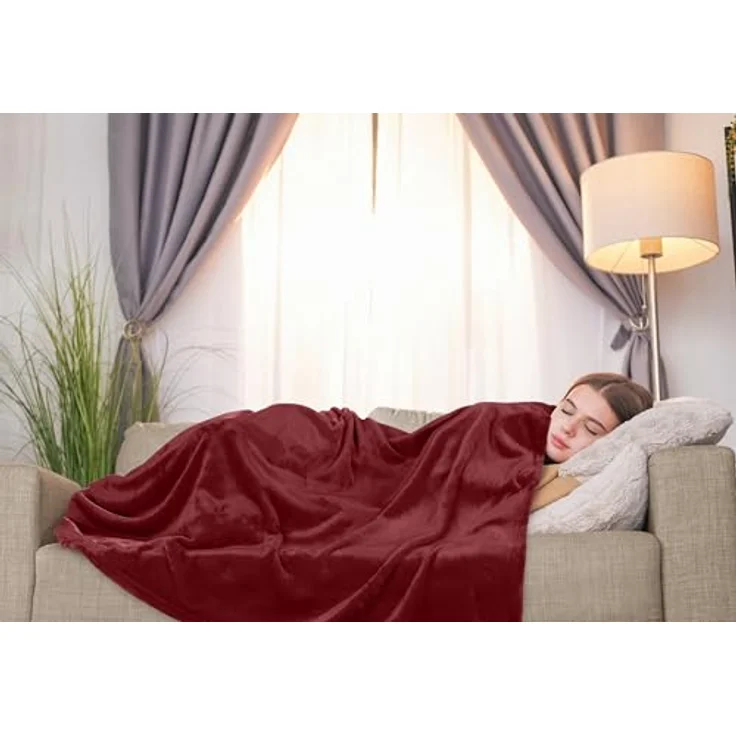 Utopia Bedding Fleecedecke Leichte Decke für Bett, Couch oder Sofa, Geeignet für alle Jahreszeiten [152x127 cm, Burgunder] – Bild 7