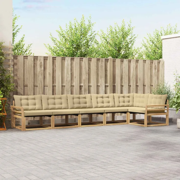 vidaXL Outdoor-Sofagarnitur 6 stk. Weiß und Beige 3388735