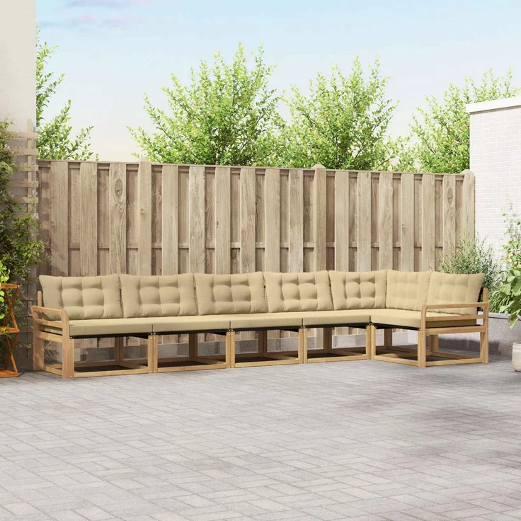 vidaXL Outdoor-Sofagarnitur 6 stk. Weiß und Beige 3388735 – Bild 1
