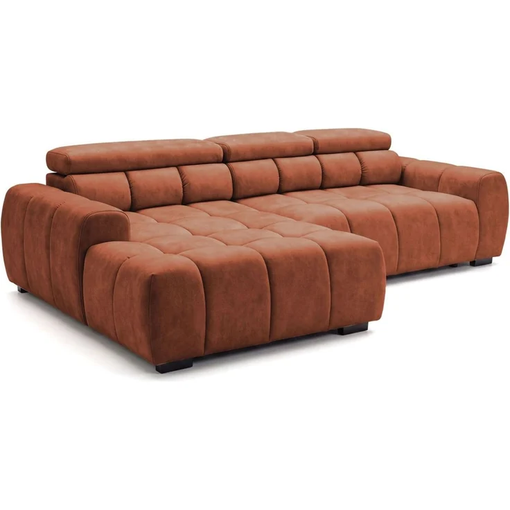 Ecksofa Schlafsofa VELUNIO RELAX in Stoff Salvador Rostbraun Ottomane Links – Bild 5