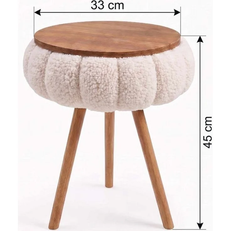 Skye Decor Beistelltisch Snug Japandi (1-St), Teddy-Optik mit Buchenholzbeinen – Bild 2