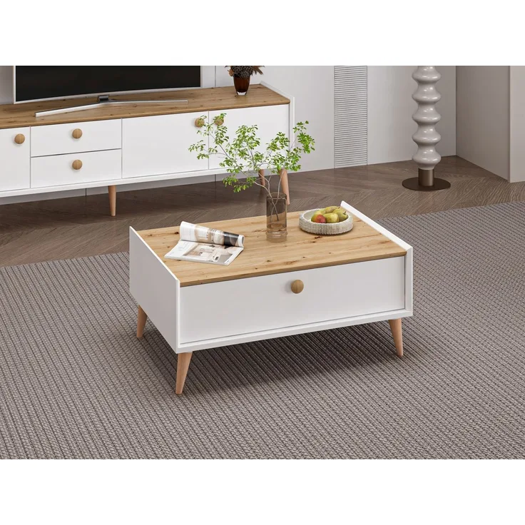Skye Decor 'Mitra - 9090' Couchtisch, Weiß / Artisan, 90 x 41 x 60 cm