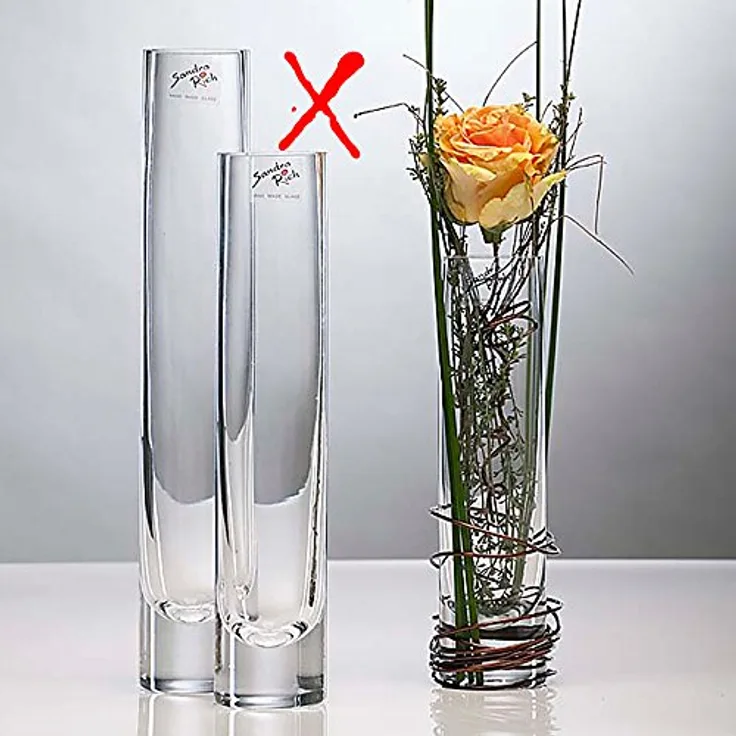 Sandra Rich SOLIFLEUR Glasvase, transparente Blumenvase, 20 cm Höhe, aus Glas