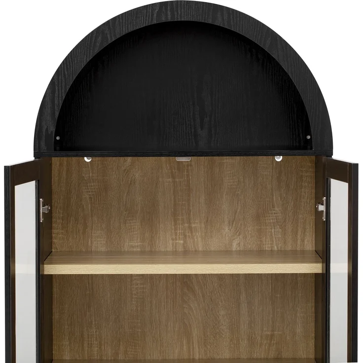 Highboard B 76,2 x T 40,1 x H 180 cm aus MDF mit Glas, 2 Schubladen und verstellbaren Böden – Bild 6