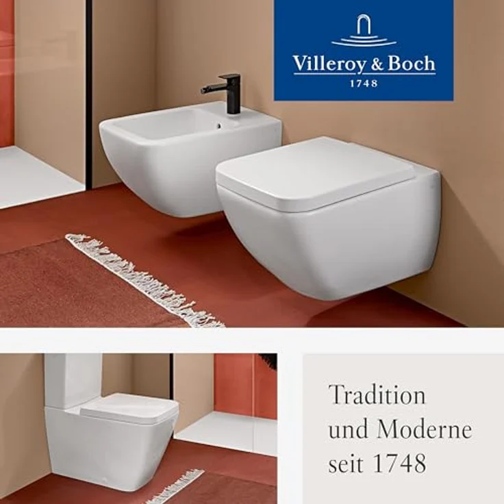 Villeroy & Boch Venticello WC-Sitz - Toilettendeckel mit Absenkautomatik - Abnehmbarer, bruchsicherer Toilettensitz aus Duroplast - Original Ersatzteil - Klodeckel in eckiger Form - Stone White, matt – Bild 9