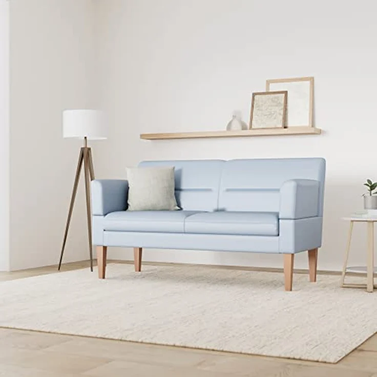 CAVADORE 2,5-Sitzer Küchensofa Kira / Sitzbank für Küche, Esszimmer oder Wohnküche inkl. Armteilverstellung / Leichte Fleckenentfernung dank Soft Clean / 168 x 94 x 81 / Flachgewebe: Hellblau – Bild 12