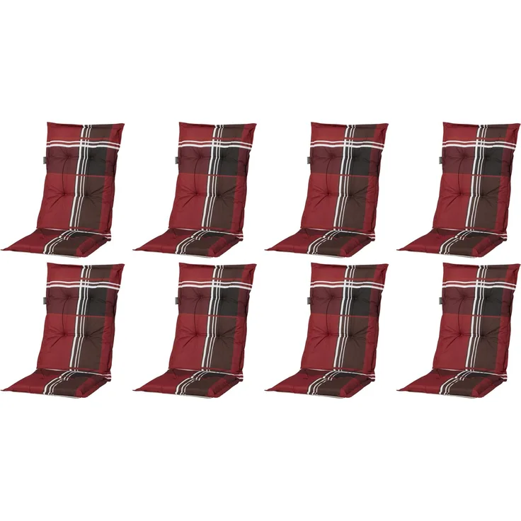 Madison 8x A023 Hochlehner Gartenstuhl Auflagen 120x50x8cm rot kariert