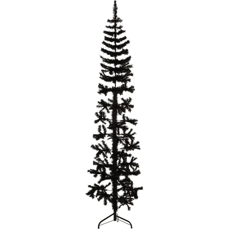 vidaXL Künstlicher Halb-Weihnachtsbaum Ständer Schlank Schwarz 240 cm 344578 – Bild 2