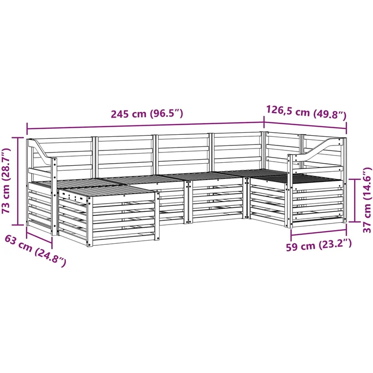 vidaXL Outdoor-Sofagarnitur 6 stk. 5-Sitzer Weiß Polyester 3392129 – Bild 8