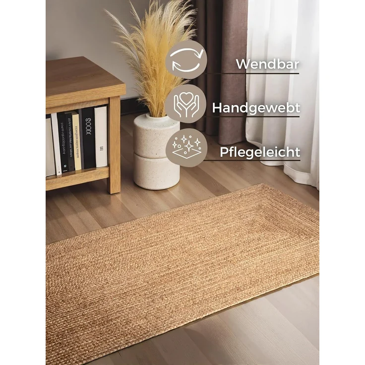 HANSE Home Teppich Juteteppich Teppich Juno, rechteckig, Höhe: 9 mm, Jute, Shape, Handgemacht, Wohnzimmerteppich, Naturteppich, Wohnzimmer – Bild 3