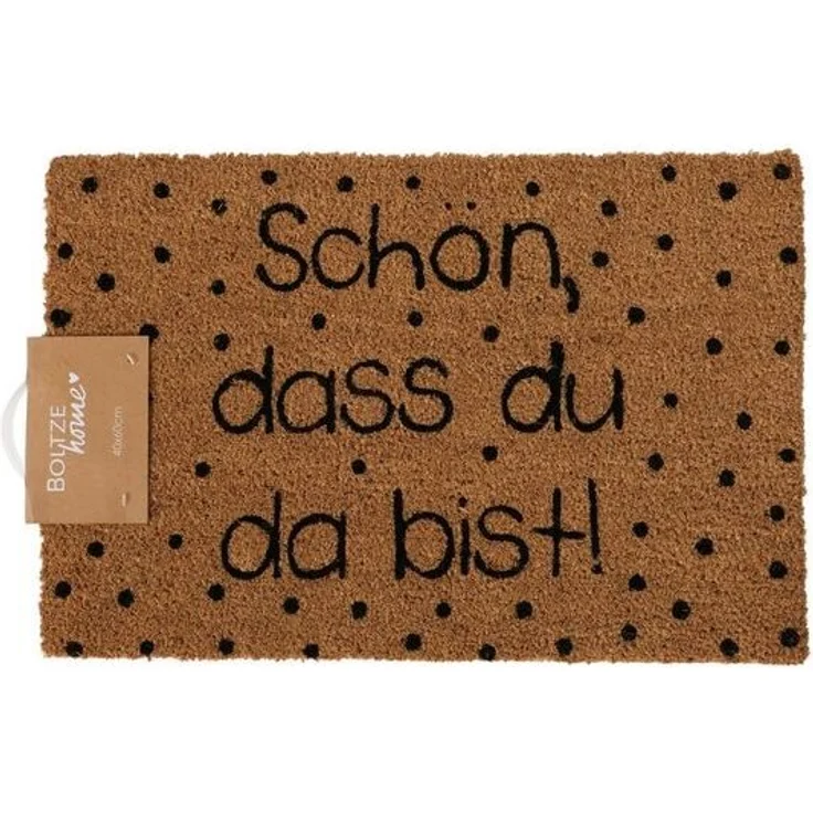 BOLTZE Fußmatte Fußmatte SCHÖN, DASS DU DA BIST natur schwarz mit Punkten aus Kokos PV – Bild 2