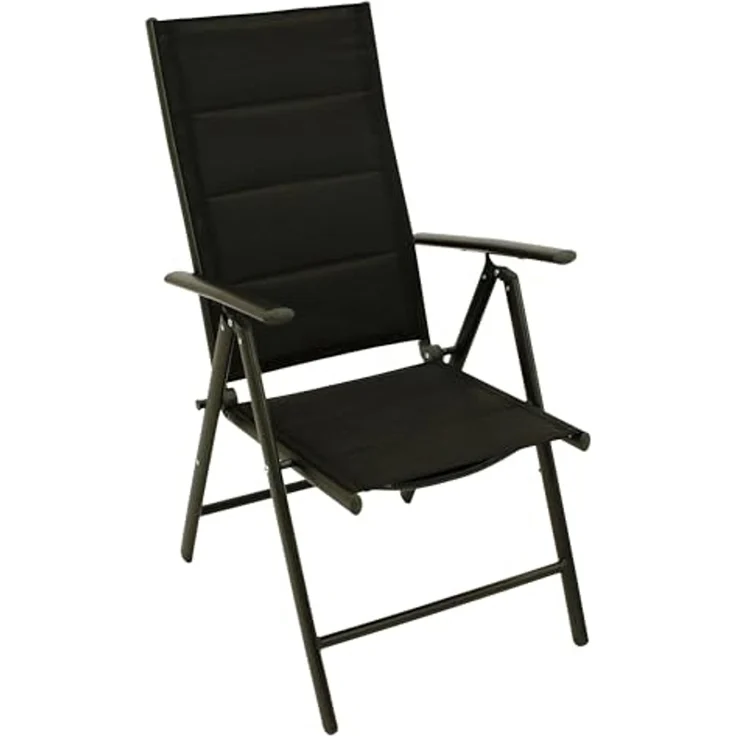 DEGAMO Garten-Essgruppe MILOS 9-teilig, 8x Klappsessel, 1x Ausziehtisch 150/200x90 cm, Alu anthrazit + Akazie – Bild 6