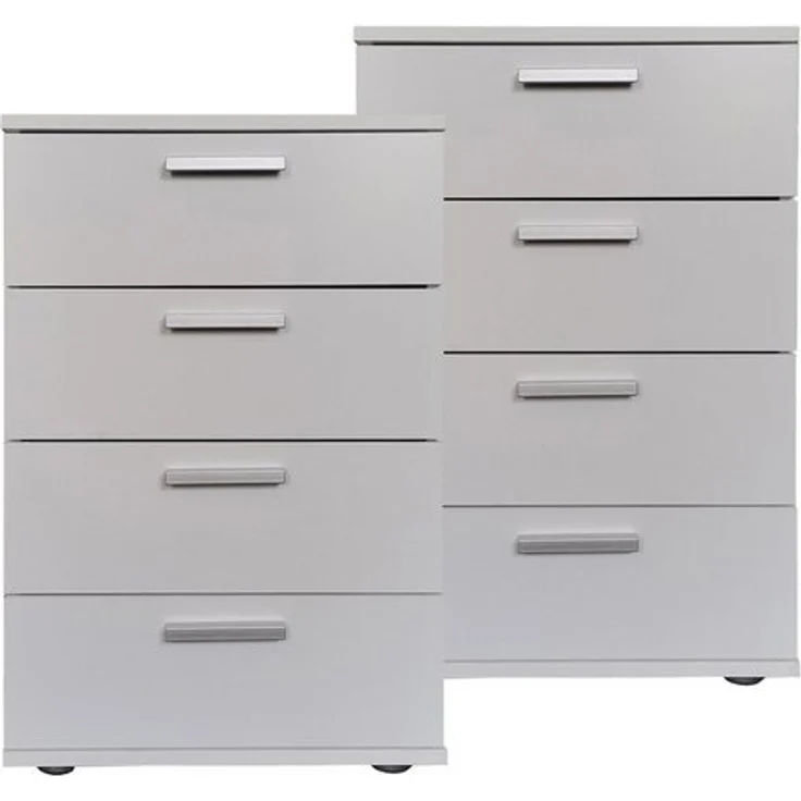 HTI-Living Nachtschrank Nachtkommode 4 Schubladen Nina Weiß 2er-Set (Set, 2-St, 2 Nachtschränke) Nachtschrank Nachttisch – Bild 4
