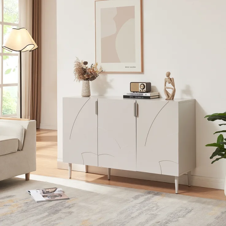 Sideboard Starvili mit 3 Türen 75x115x38 cm Beige [en. casa]