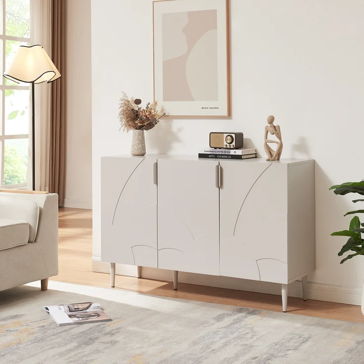 Sideboard Starvili mit 3 Türen 75x115x38 cm Beige [en. casa] – Bild 1